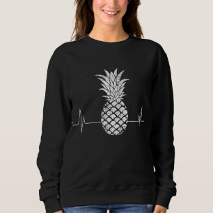 Vintage Ananas Heartbeat Heartline ECG Frucht Grün Sweatshirt