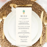 Vintage Ananas-Hochzeitskarte Menükarte<br><div class="desc">Diese Menükarten wurden für die Abstimmung mit unserer Vintagen Ananas-Hochzeitskollektion entworfen und zeichnen sich durch eine tiefkohlegraue Schrift und eine Vintage Ananas-Illustration in tropischem Grün und goldgelb auf einem warmen,  weißen Hintergrund aus,  mit viel Platz für mehrere Gerichte,  die Namen der Paare und das Hochzeitsdatum.</div>