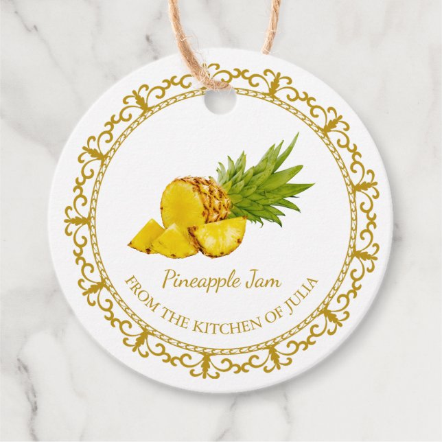 Vintage Ananas Jam Hang Tag l White Geschenkanhänger (Vorderseite)