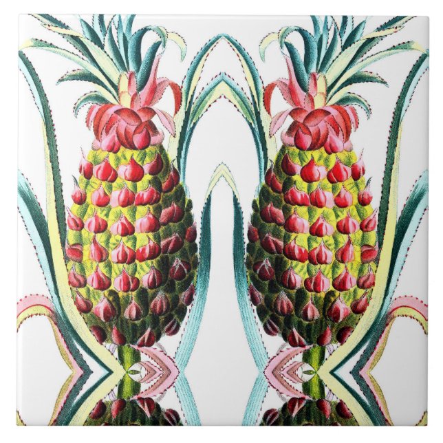 Vintage Ananas-Keramik Fliese (Vorderseite)