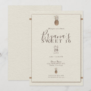 Vintage Ananas Minimalistisch Elegant Creme Sweet  Einladung