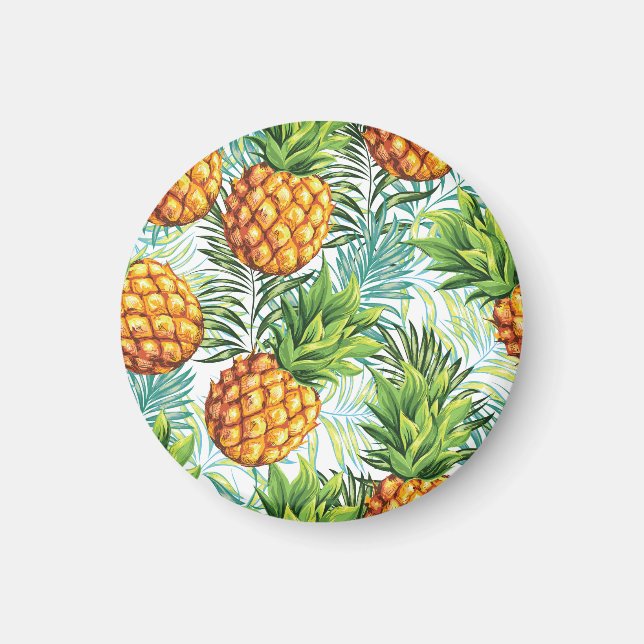 Vintage Ananas: Nahtloses Blumenmuster. Magnet (Vorne)