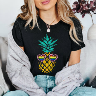 Vintage-Ananas-Regenbogen-Stolz-Flagge-Sonnenbrill T-Shirt