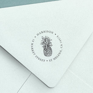 Vintage Ananas Runde Rücksendeadresse Permastempel