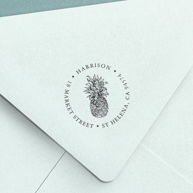 Vintage Ananas Runde Rücksendeadresse Permastempel (Von Creator hochgeladen)