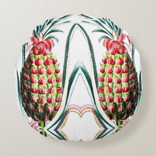 Vintage-Ananas tropische Früchte-Illustration Rundes Kissen