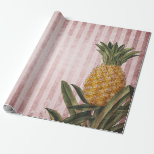 Vintage Ananas und rosa Streifen Geschenkpapier