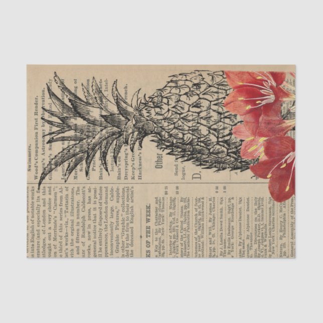 Vintage Ananas-Zeitung Seidenpapier (Vorderseite)