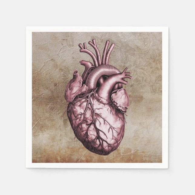 Vintage anatomical illustration of the human heart serviette (Vorderseite)