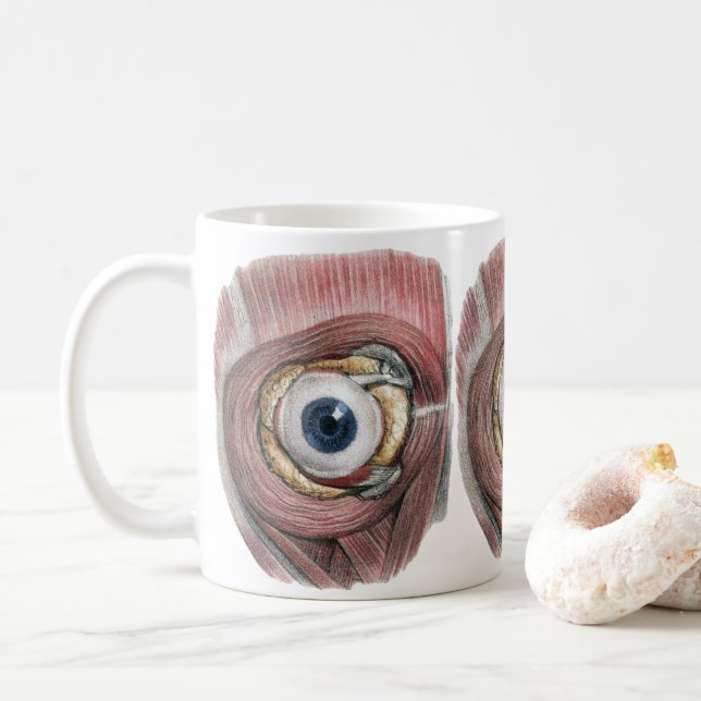 Vintage Anatomie des Menschen, Augenbläschen mit M Kaffeetasse (Mit Donut)