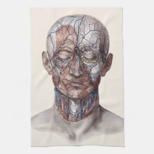 Vintage Anatomie des Menschen, Kopf-Throat-Nase Geschirrtuch