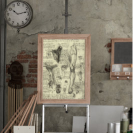 Vintage Anatomie des Menschen Larynx Leg Leonardo Poster