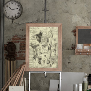 Vintage Anatomie des Menschen Larynx Leg Leonardo  Poster