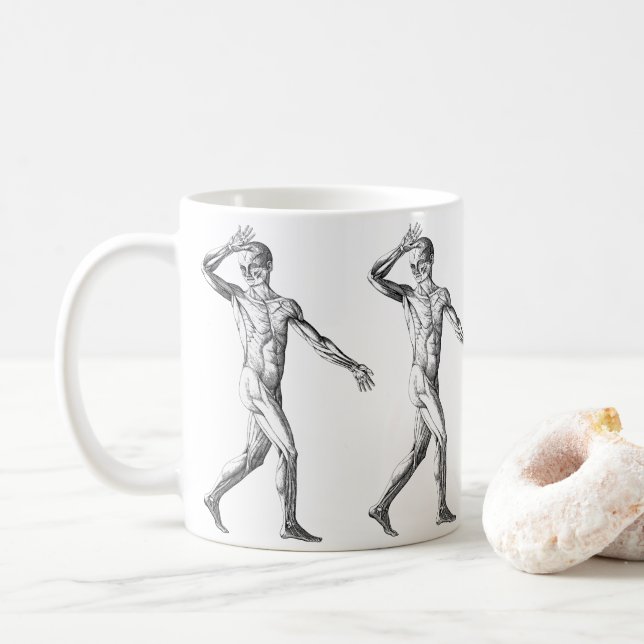 Vintage Anatomie des Menschen, Muskelmuskeln Kaffeetasse (Mit Donut)