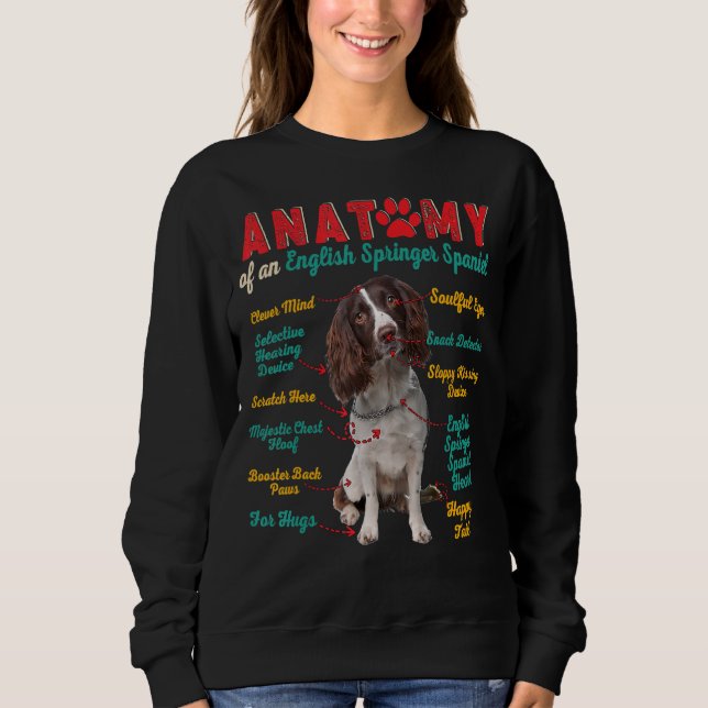 Vintage Anatomie eines englischen Spanierhundes Sweatshirt (Vorderseite)