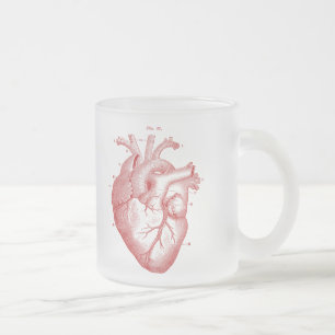 Vintage-Anatomie-Herz-Matte Glas-Tasse Mattglastasse
