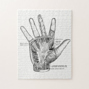 Vintage Anatomie-Kunst die Palme der Hand Puzzle