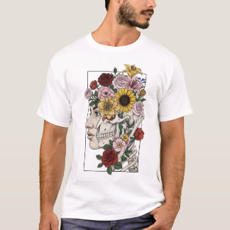 Vintage Anatomie Schädel Blume Doktor T-Shirt