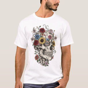 Vintage Anatomie Schädel Blume Doktor T-Shirt