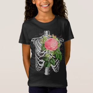Vintage Anatomie T-Shirt Rippen mit Blumen