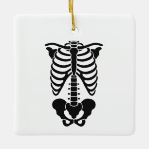 Vintage anatomische Skelett-Rippenkäfig-Grafik Got Keramikornament