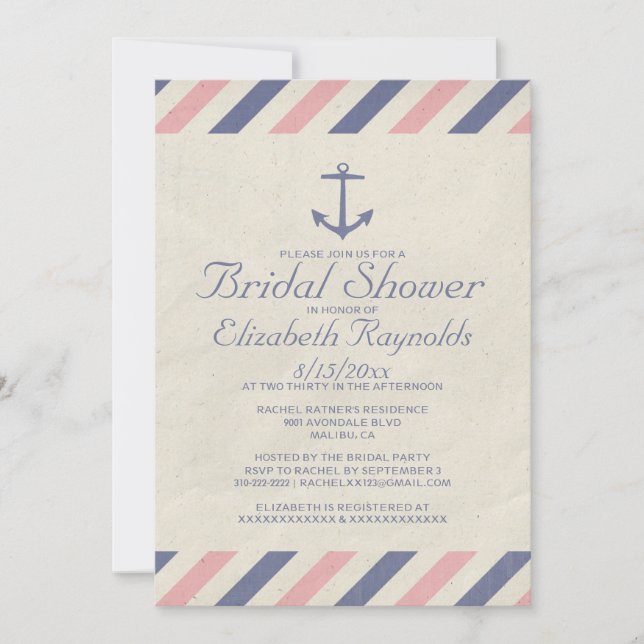 Vintage Anchor Bridal Dusche Einladungen (Vorderseite)