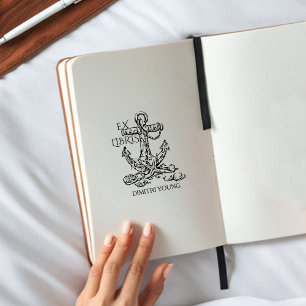Vintage Anchor Ex Libris Library Gummistempel