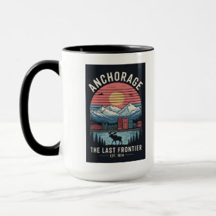 Vintage Anchorage Alaska Retro-Reiseplakat Illustr Tasse
