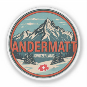 Vintage ANDERMATT Ski Schweiz Schweizer Alpen Gesc Aufkleber