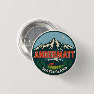 Vintage ANDERMATT Ski Schweiz Schweizer Alpen Gesc Button