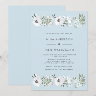 Vintage Anemone Blaue Hochzeit Einladung