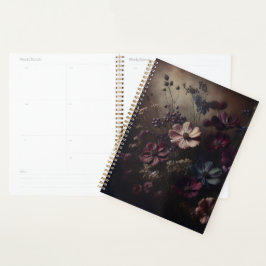 Vintage Anemone Blume Bouquet Dark Botanische Kuns Planer