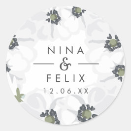 Vintage Anemone-Hochzeit Runder Aufkleber