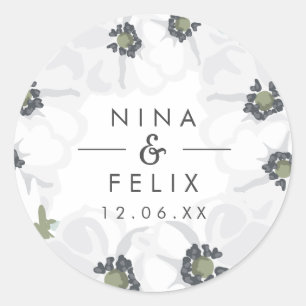 Vintage Anemone-Hochzeit Runder Aufkleber