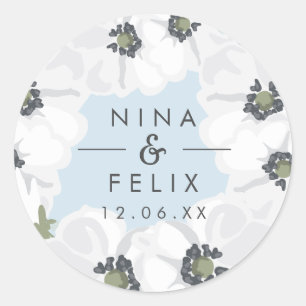 Vintage Anemone-Hochzeit Runder Aufkleber