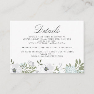 Vintage Anemone-Hochzeitdetails Begleitkarte