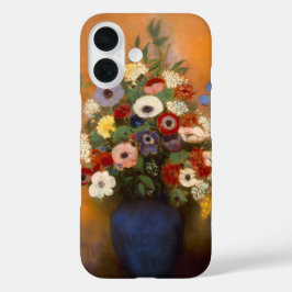 Vintage Anemone und Lila in blauer Vase iPhone 16 Hülle