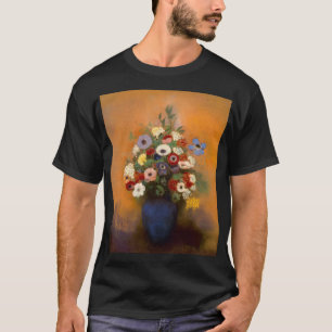 Vintage Anemone und Lila in blauer Vase T-Shirt