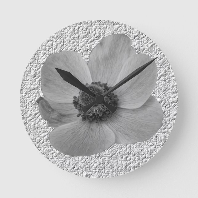 Vintage Anemone Wall Clock Runde Wanduhr (Vorderseite)