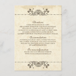 Vintage Angaben für alte Hochzeiten Begleitkarte