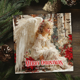Vintage angel digital Christmas holiday greeting Feiertagskarte