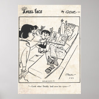 Vintage Angel Face Comic Strip Poster
