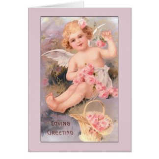 Vintage Angel-Karte mit Rose