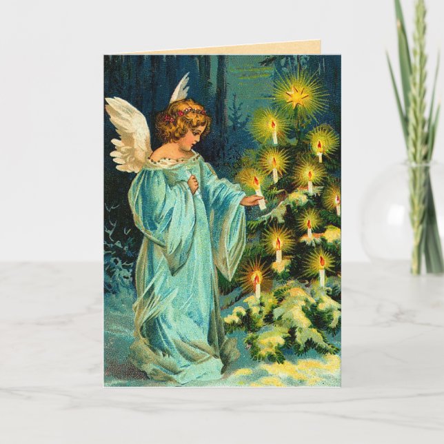 Vintage Angel Weihnachtskarte Feiertagskarte (Vorderseite)