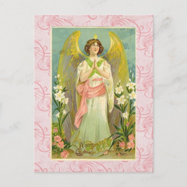 Vintage Angel Weihnachtskarte Feiertagspostkarte (Vorderseite)