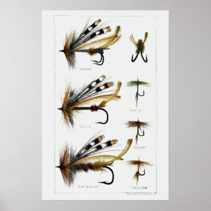 Vintage Angelflieger Fischen Lures Poster