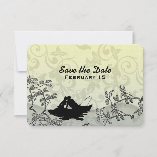 Vintage Angelfreunde Blau Gelb Save the Date Einladung (Vorderseite)