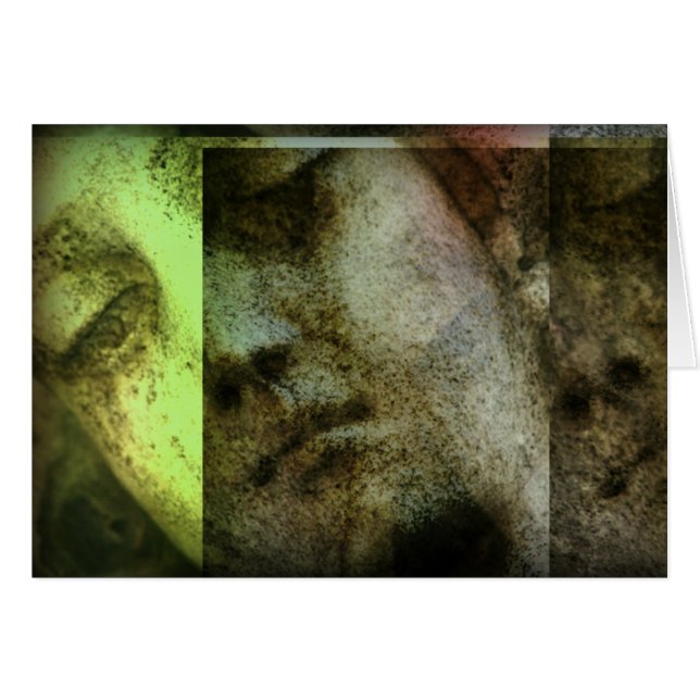 Vintage Angelic Statue Face Grunge Note Card. (Vorderseite (Horizontal))