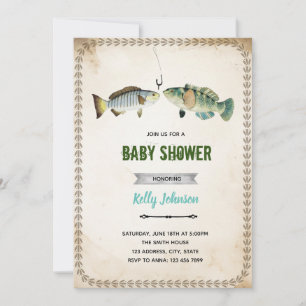 Vintage-Angeln-Shower-Geburtstag Einladung