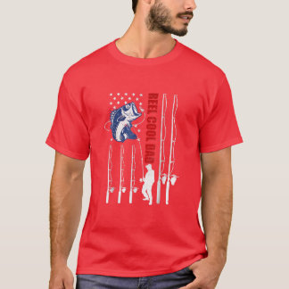 Vintage-Angeln Vater USA-Flagge Rolle Cooler Vater T-Shirt